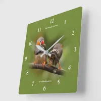Cheeky Pair of Zebra Finches Songbirds Square Wall Clock