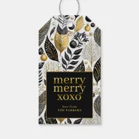 Black Gold Christmas Merry Merry Pattern#21 ID1009 Gift Tags