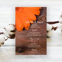 Rustic Orange Daisy Country Barn Wedding Menu