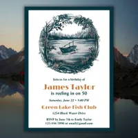 Outdoors Fishing Themed Adult Men's Birthday Party Invitation