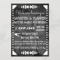 Chalkboard Gangsters and Flappers Party Invitation