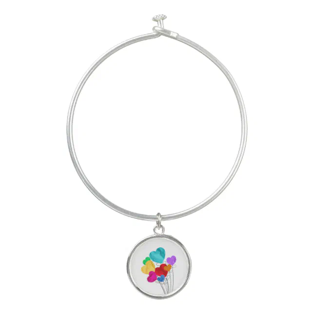 Colorful heart-shape balloons bangle bracelet