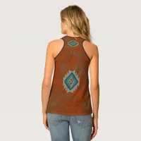 Southwest Teal Diamond Tank Top