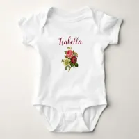 Personalized Baby Rose Bouquet Girl One Piece Tee