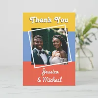 Color Block Modern Flat Thank You Wedding Card