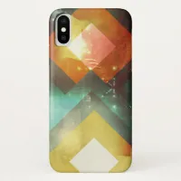 Seventies Orange Abstract Techno Triangles iPhone X Case