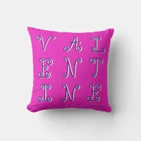 Curly Text Pink Modern Romantic Valentines Day Throw Pillow