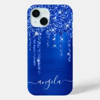 Royal Blue Glitter Drips Glam Girly Signature Case-Mate iPhone Case