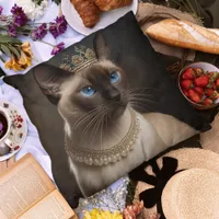 Siamese Cat With A Crown Throw Pillow