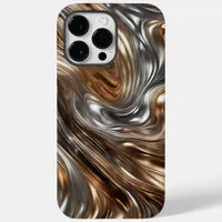 Liquid Metal Luxe: Abstract Silver & Gold Case-Mate iPhone 14 Pro Max Case