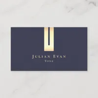 Artistic Elegant Detail Navy Blue and Gold Business Card