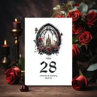 Dark Fantasy Castle Window Gothic Wedding  Table Number