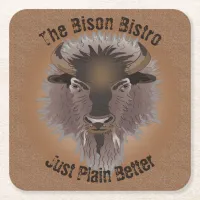 Rustic Western Plains Bison Square Paper Coaster