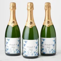 Bluebells Floral Wedding Sparkling Wine Label