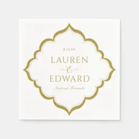 Elegant Border Wedding Cocktail Napkins  (Gold)