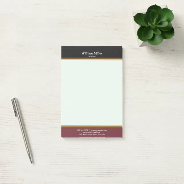 Modern Minimalist Black Maroon Stripes Post-it Notes