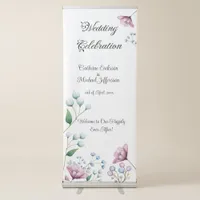 Elegant Floral Wedding Soft Botanical Romance Retractable Banner