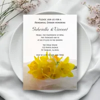 Yellow Daffodils on White Wedding Rehearsal Dinner Invitation