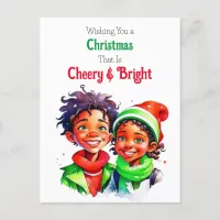 Old-Fashioned Christmas Elves Cheery and Bright Holiday Postcard