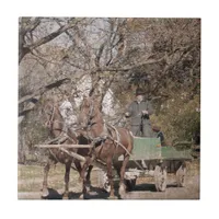 Two Horse Team and Wagon Ceramic Tile