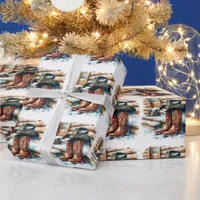 Cowboy Boots on the Front Porch Christmas  Wrapping Paper