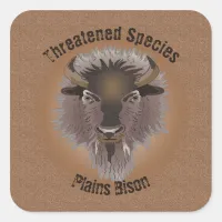 Rustic Western Plains Bison Square Sticker