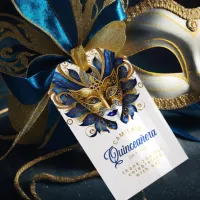 Masquerade Quinceanera Blue Gold ID1031 Gift Tags