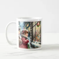 Children Looking into a Christmas Window Holiday Coffee Mug