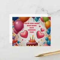 Personalized Invitation Birthday Postcard Invite