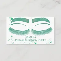 Luxury Watercolor Eyelash & Brow Beauty,Mint Green Business Card