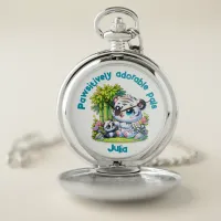 Monogrammed Tiger & Panda Friends | Pocket Watch