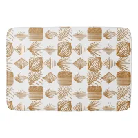 Bold Caribbean Tribal Mudcloth: Gold, White Bath Mat