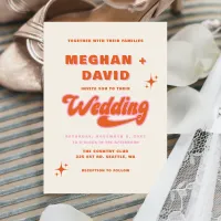 Budget Retro Groovy 70s Cute Wedding Invitations