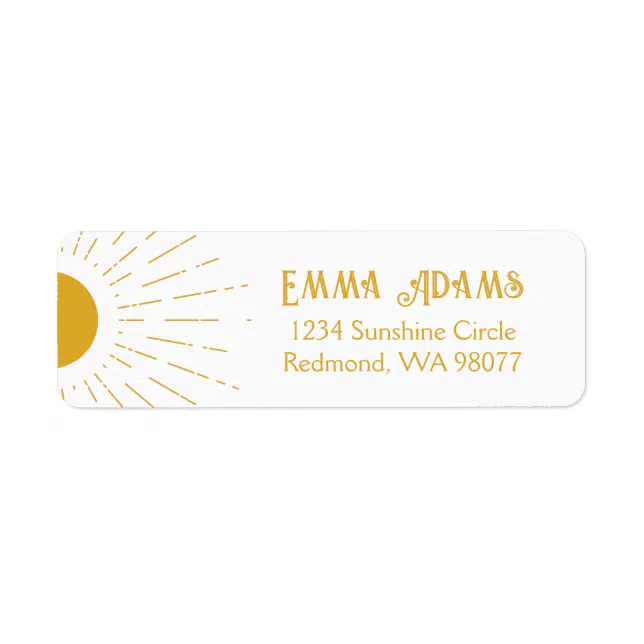 Sun Return Address Labels | Boho Sun Address Label