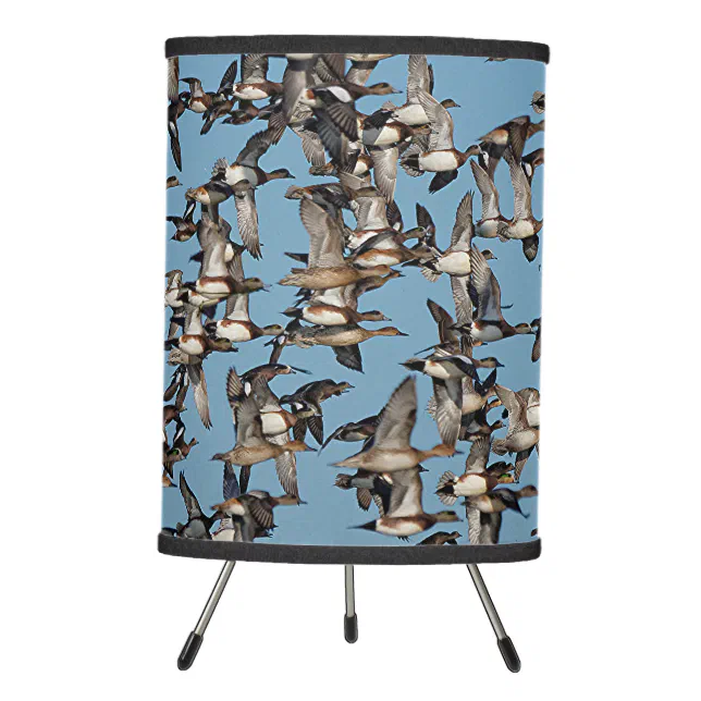 Stunning Winter Ducks in Flight Tripod Lamp