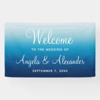 Seaside Sky and Ocean Blue Gradient Wedding Banner