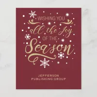 Budget Red Gold Modern Business holiday Card