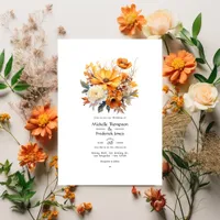 Rust Floral Wedding Invitation