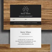 Charcoal And White Paw Print Logo Appointment Card