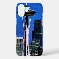 Blue Seattle Skyline Shower Curtain iPhone 16 Plus Case