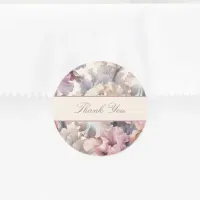 Elegant Modern Blush Pink Floral Thank You Favor Classic Round Sticker