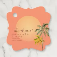 Tropical Beach Sunset & Palm Trees Minimal Wedding Favor Tags