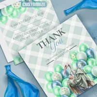 Stork With Baby Boy And Balloons Baby Shower Thank You Card