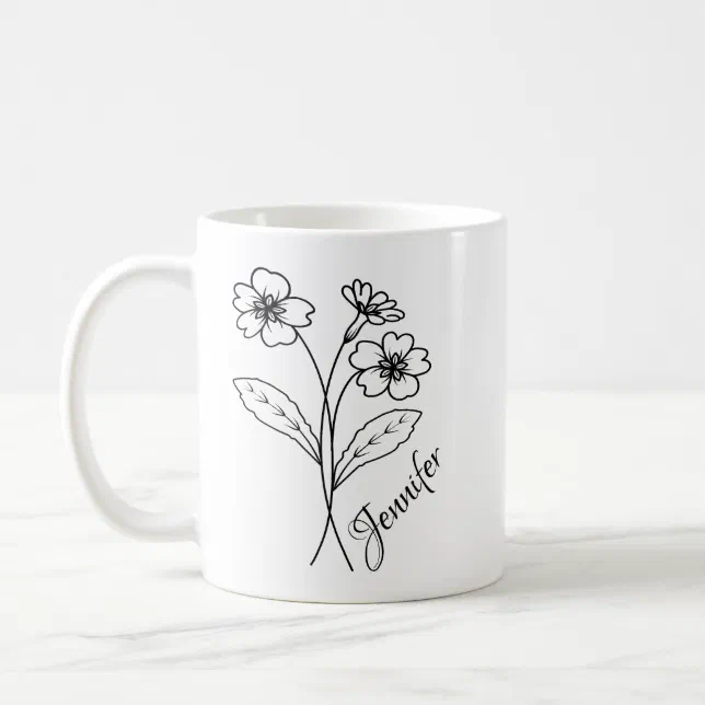 Personalized Birth Flower With Name -FEBRUARY  Coffee Mug