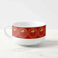 Chinese Zodiac Rooster Red/Gold ID542 Soup Mug