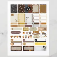 Coffee Themed Sticker Planner Elements Scrapbook