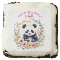 Panda Bear in Flowers Girl's Birthday Personalized Brownie