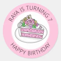 Pink Personalized Birthday  Classic Round Sticker