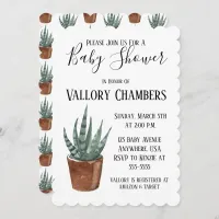 Potted Succulent Cactus Baby Shower Invitation