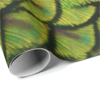 Iridescent Green Yellow Peacock Tail Feathers Wrapping Paper